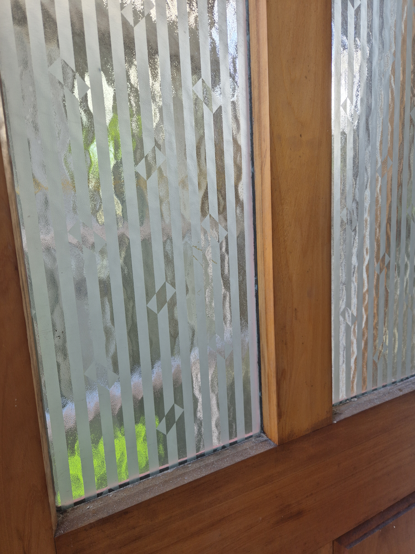 Nice Wooden Entrance door with etched glass 2050 H x 880 W #2299