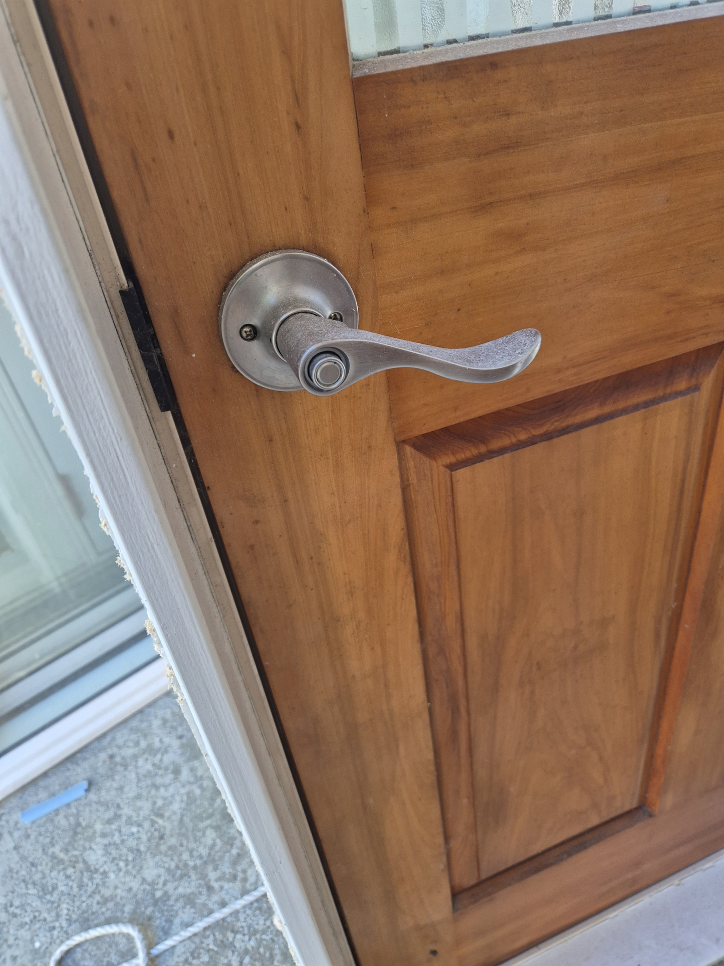 Nice Wooden Entrance door with etched glass 2050 H x 880 W #2299