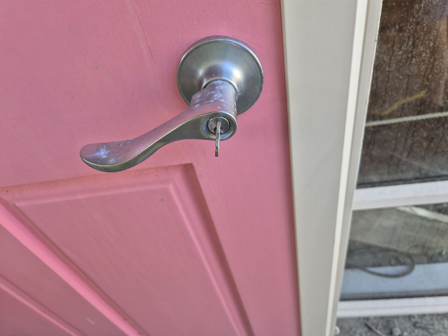 Nice Wooden Entrance door with etched glass 2050 H x 880 W #2299