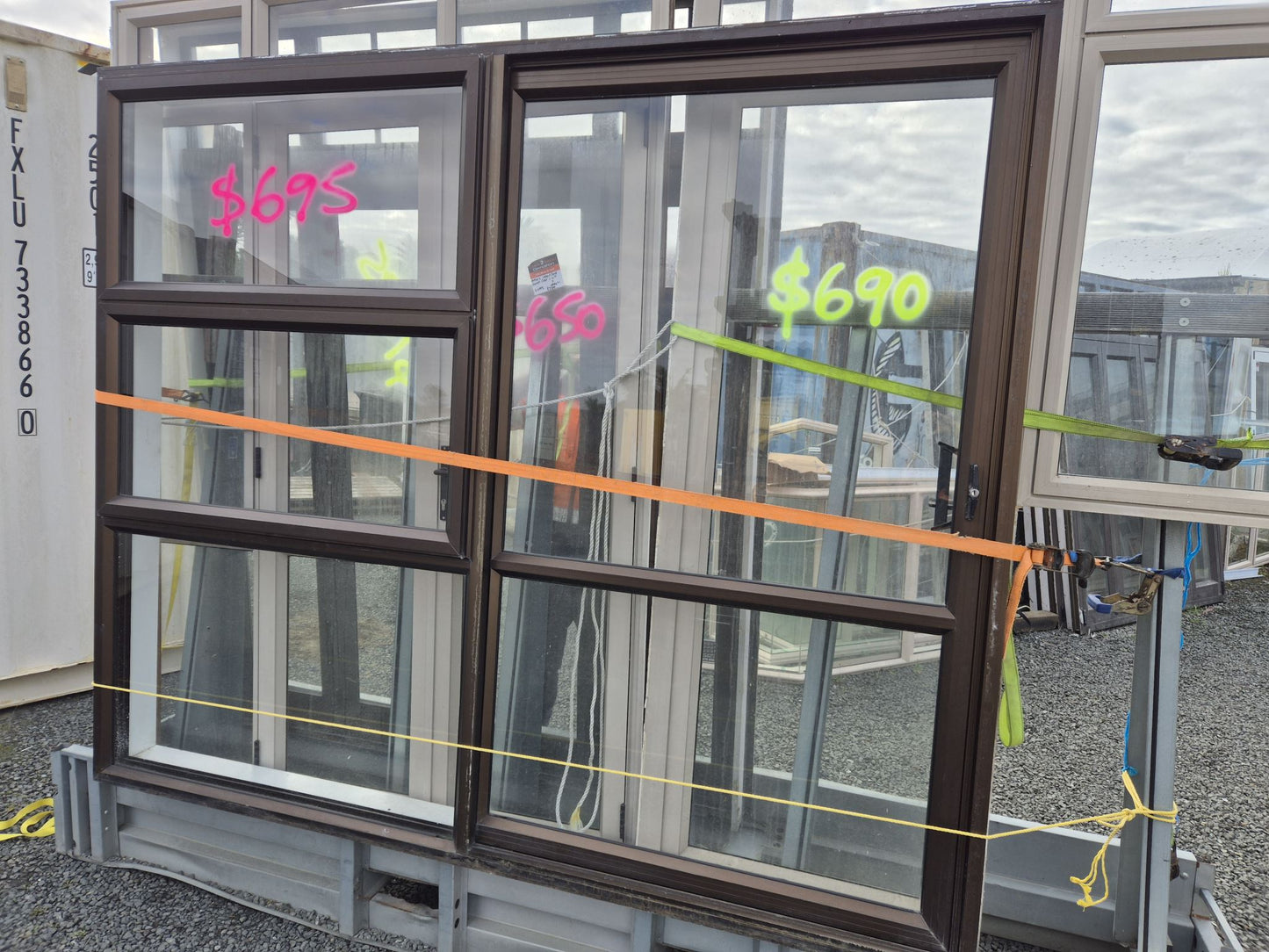 **SALE** Bronze Ranchslider with opening windows 2 H x 2.4 W #2315