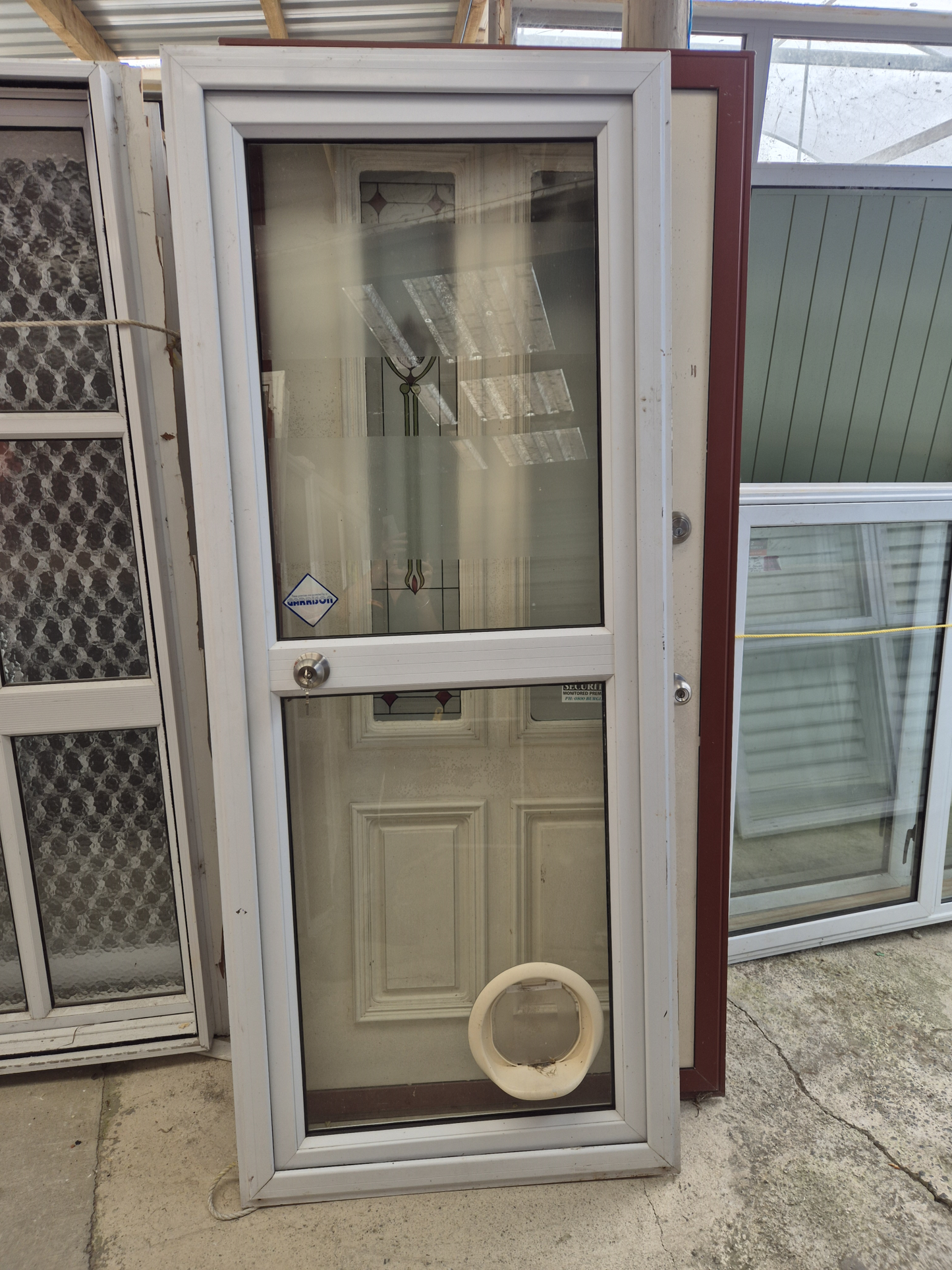 White aluminium Door 2m H x 800 W with keys #2317