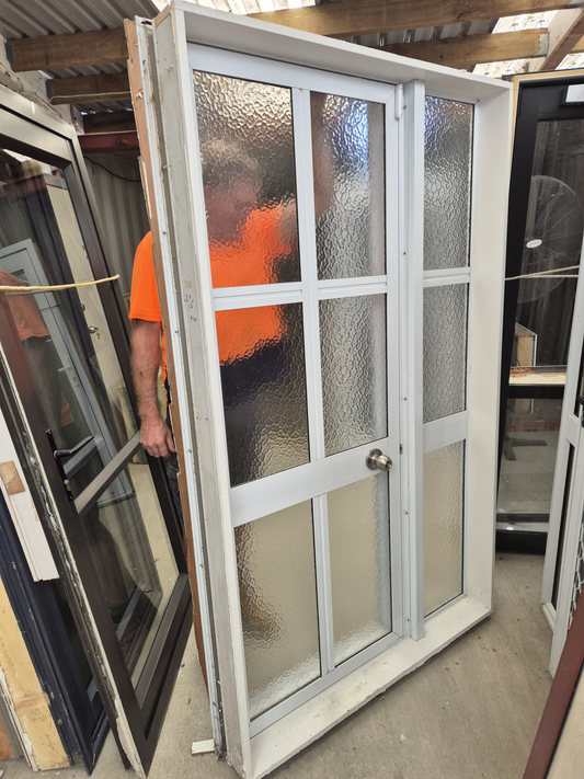 **SALE** White aluminium Door with sidelight 2 H x 1.2 W #2320