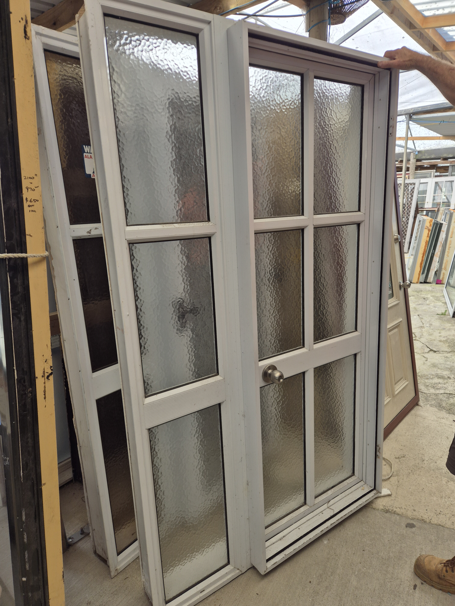 **SALE** White aluminium Door with sidelight 2 H x 1.2 W #2320