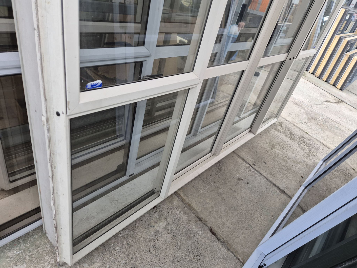 Cream Bi-parting Sliding Door with opening windows 2 H x 2.56W #2338