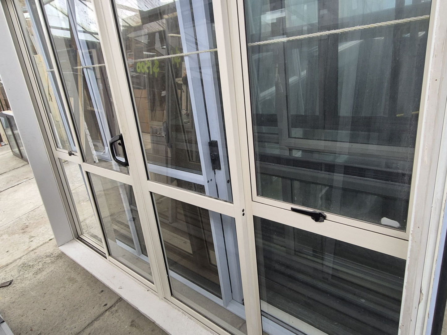 Cream Bi-parting Sliding Door with opening windows 2 H x 2.56W #2338