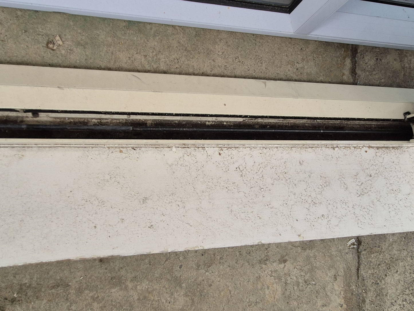 Cream Bi-parting Sliding Door with opening windows 2 H x 2.56W #2338
