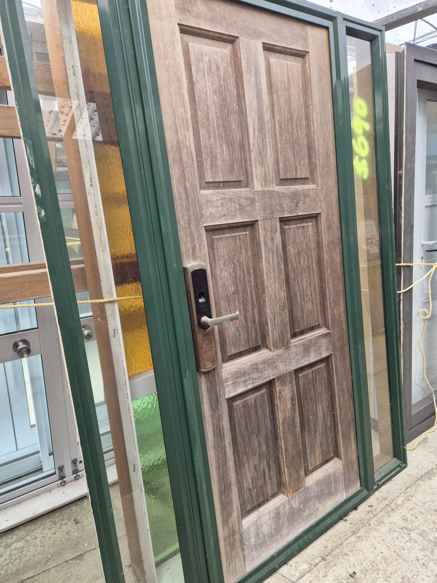 Entranceway, solid wood door with sidelights 2050 H x 1550 W #2348