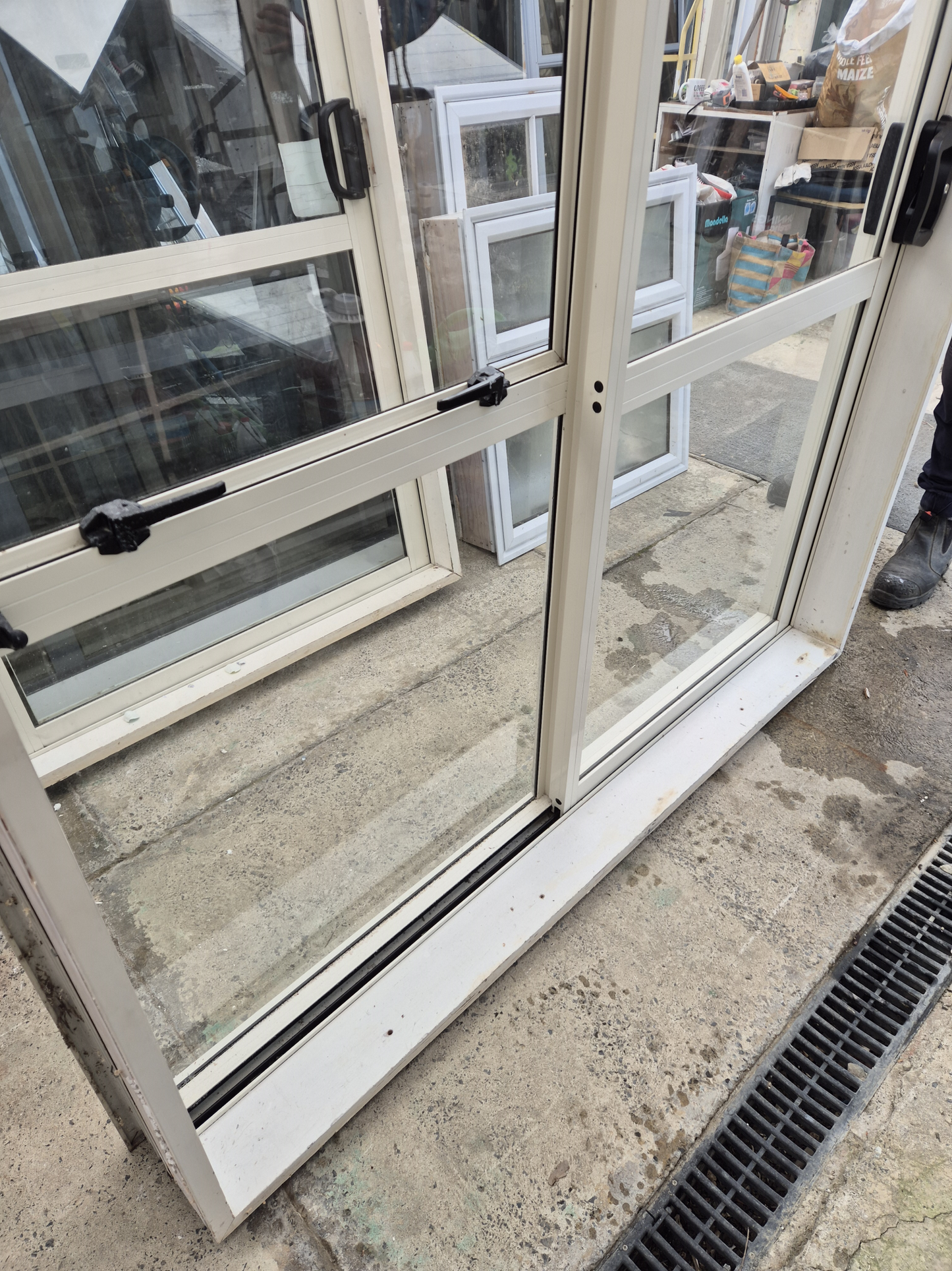 Cream Ranchslider with opening window 2m H x 1.6W #2059