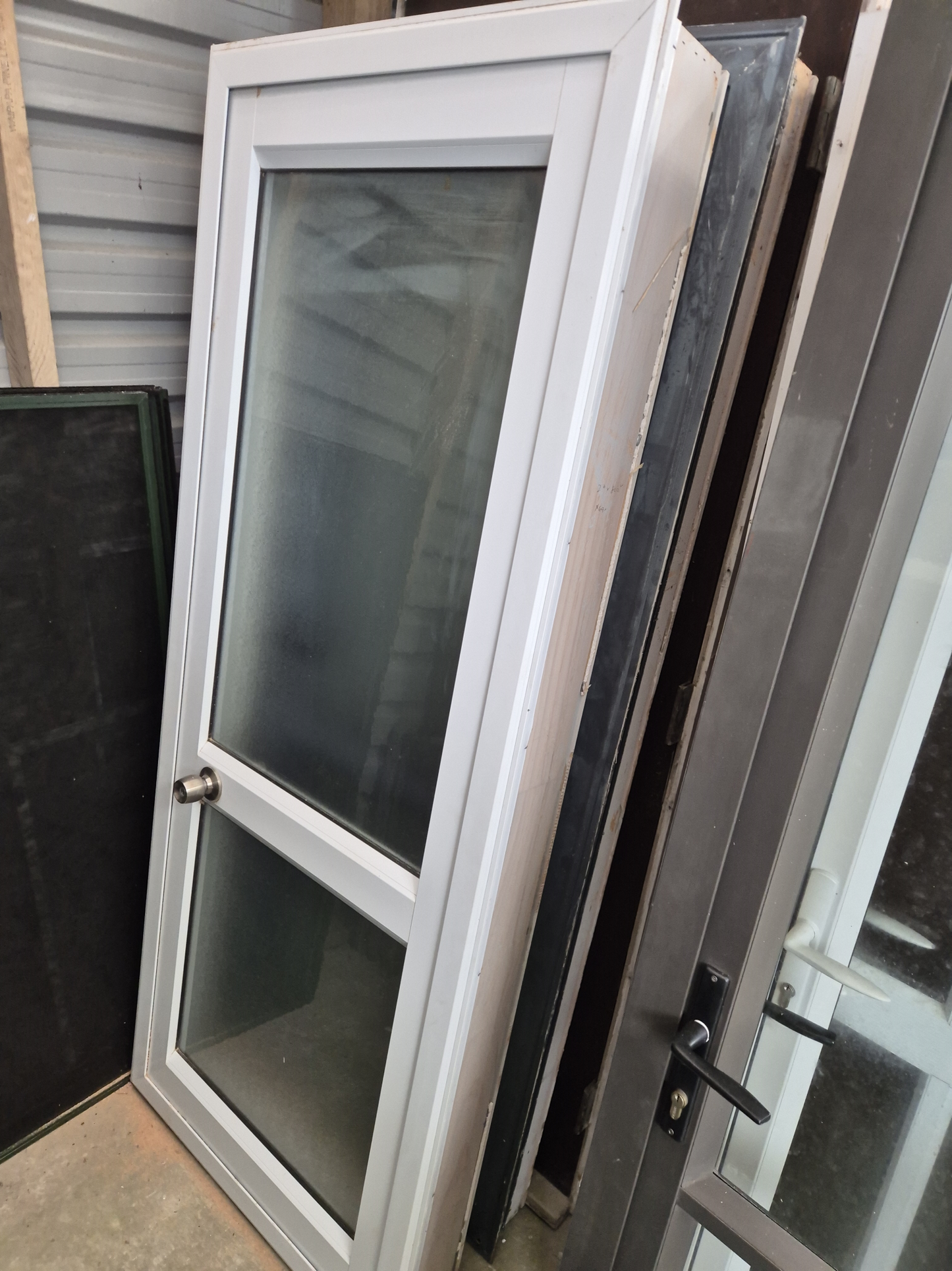 White Aluminium Door opens inwards 2m H x 800 W #2350