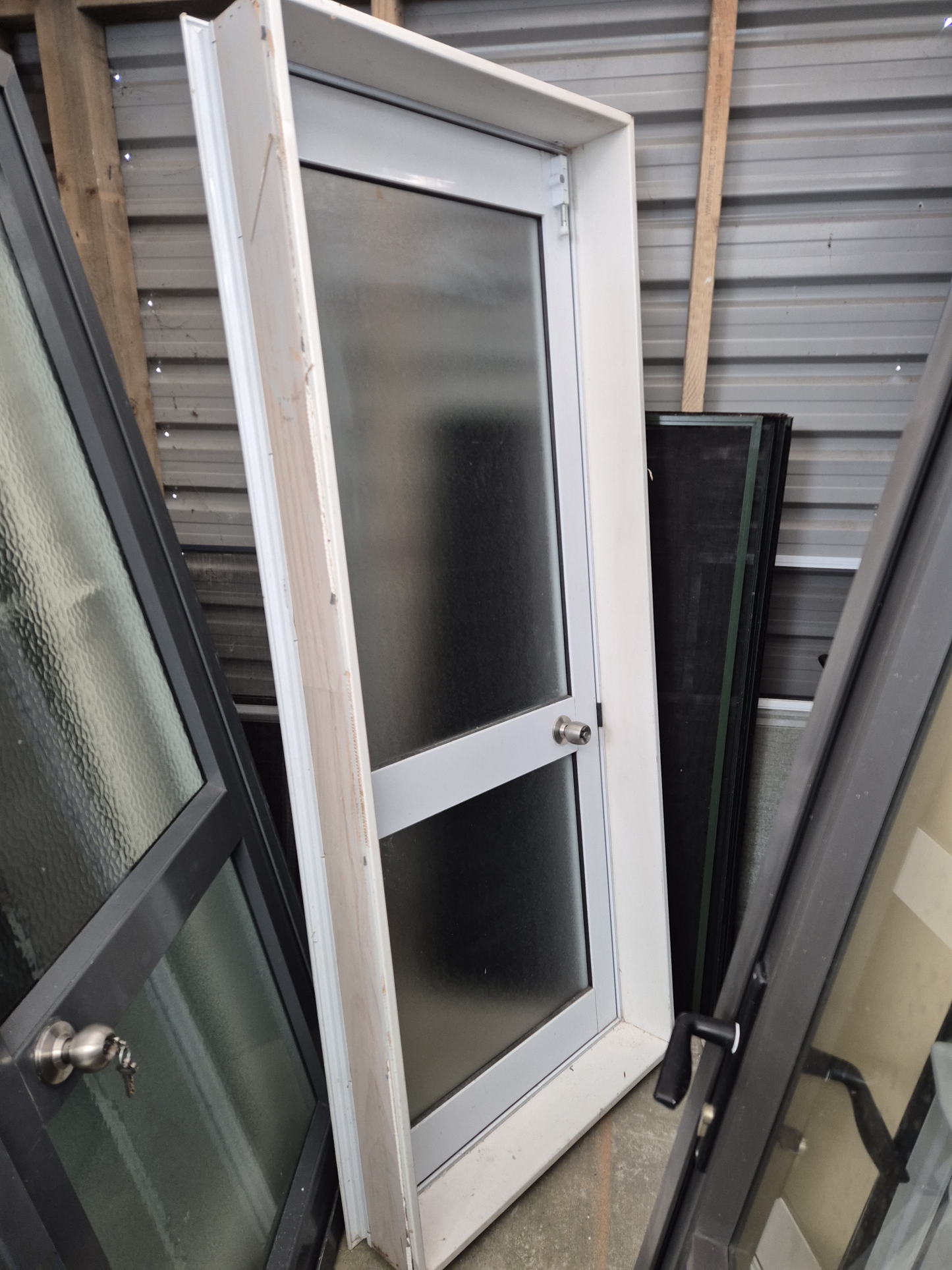 White Aluminium Door opens inwards 2m H x 800 W #2350