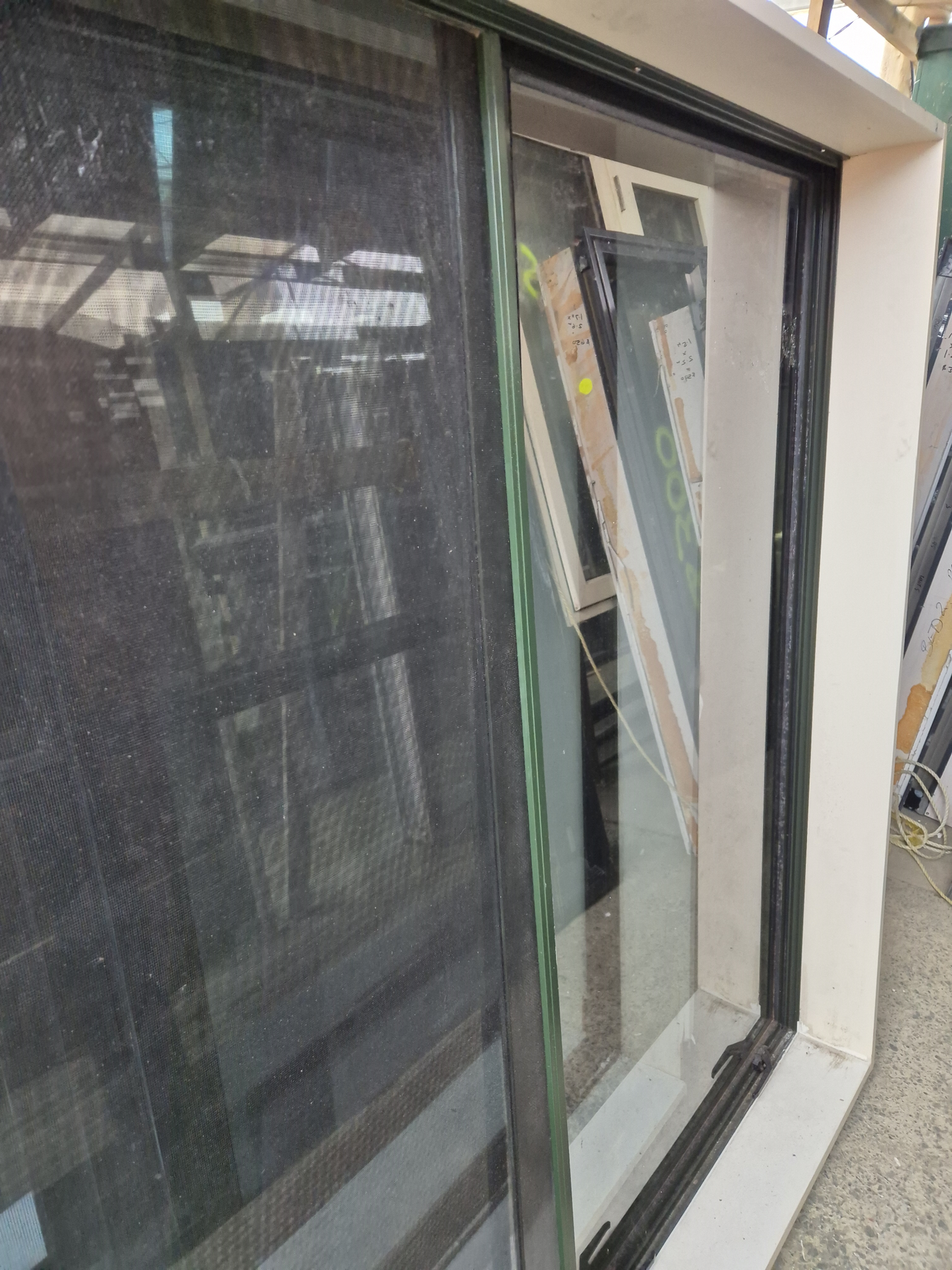Karaka Green Aluminium Window with flyscreen 1520 H x 2200 W #2357