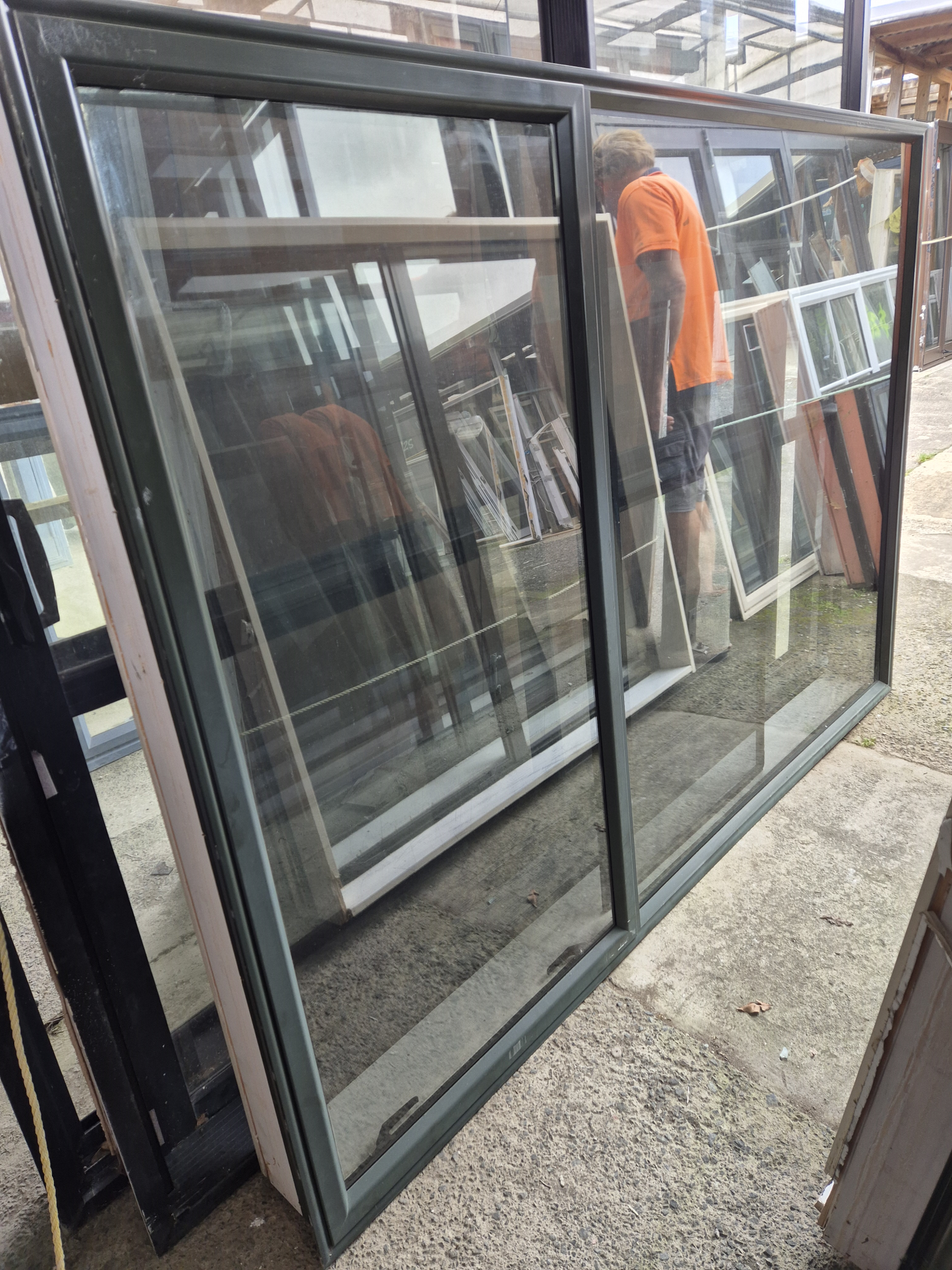 Karaka Green Aluminium Window with flyscreen 1520 H x 2200 W #2357