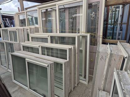Lot of Cream Joinery, priced individually. Ranchsliders, Leadlite door, Windows