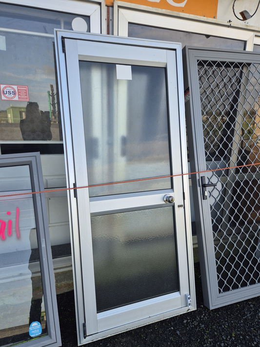 Silver Aluminium Door opens outward 1940 H x 840 W #2370