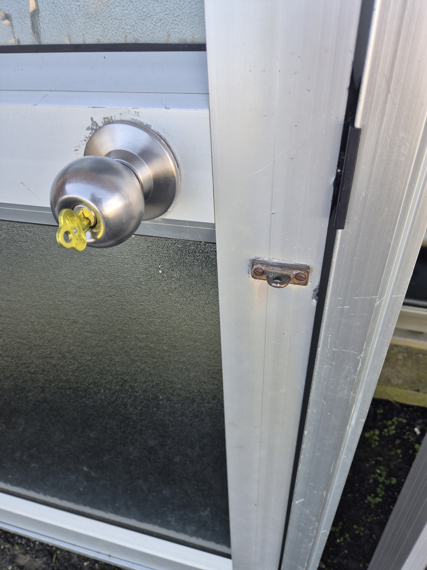 Silver Aluminium Door opens outward 1940 H x 840 W #2370