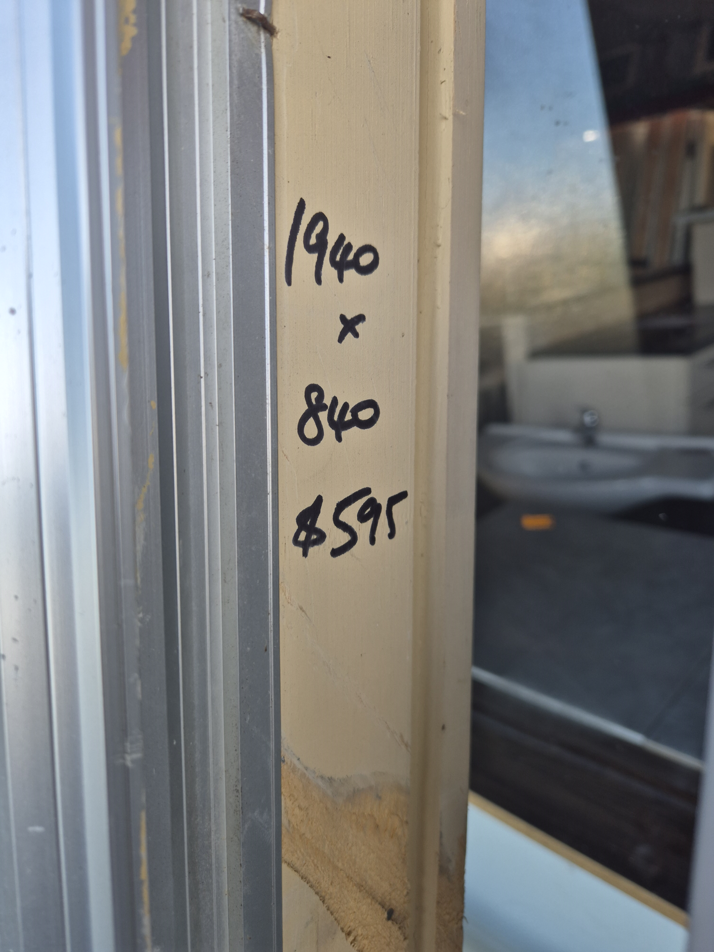 Silver Aluminium Door opens outward 1940 H x 840 W #2370