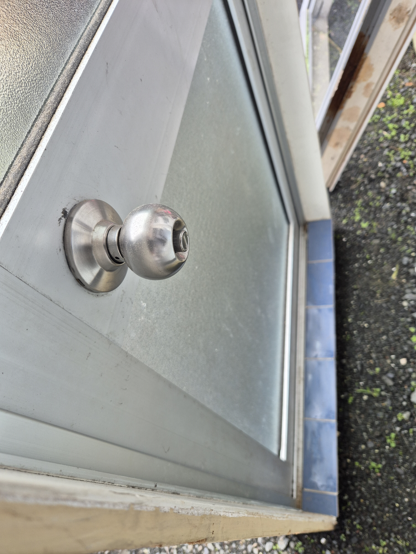 Silver Aluminium Door opens outward 1940 H x 840 W #2370