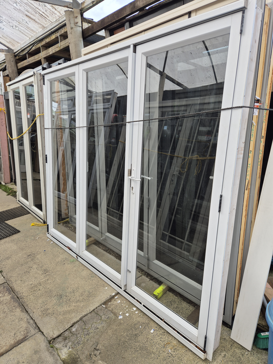 White Bifold door with external access door 2045 x 2460W #2075