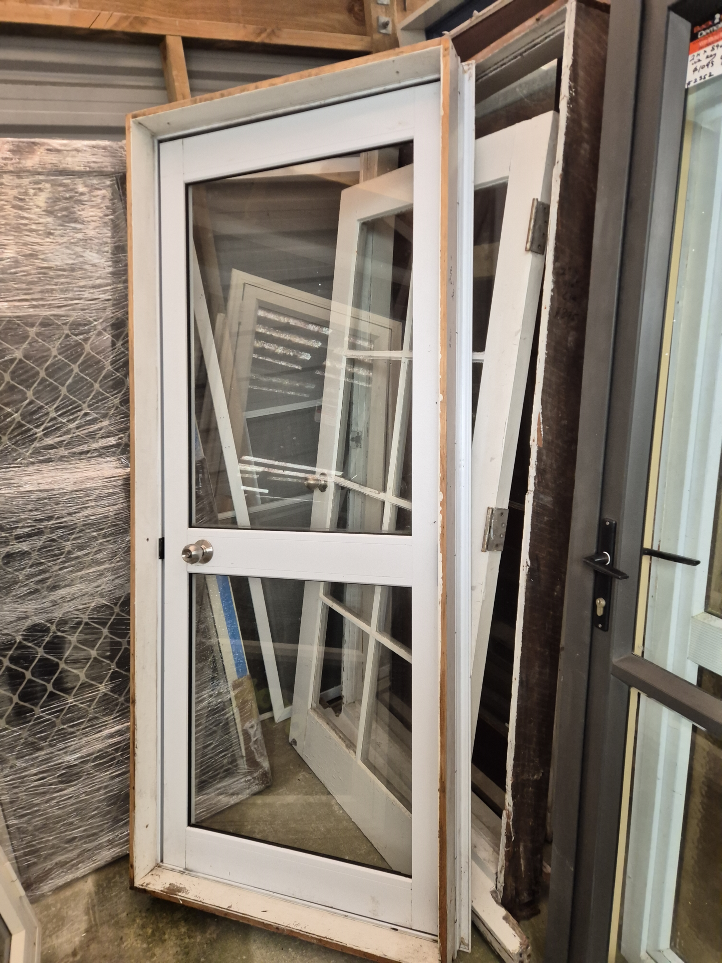 White Aluminium exterior door 2030 H x 860 W #2072