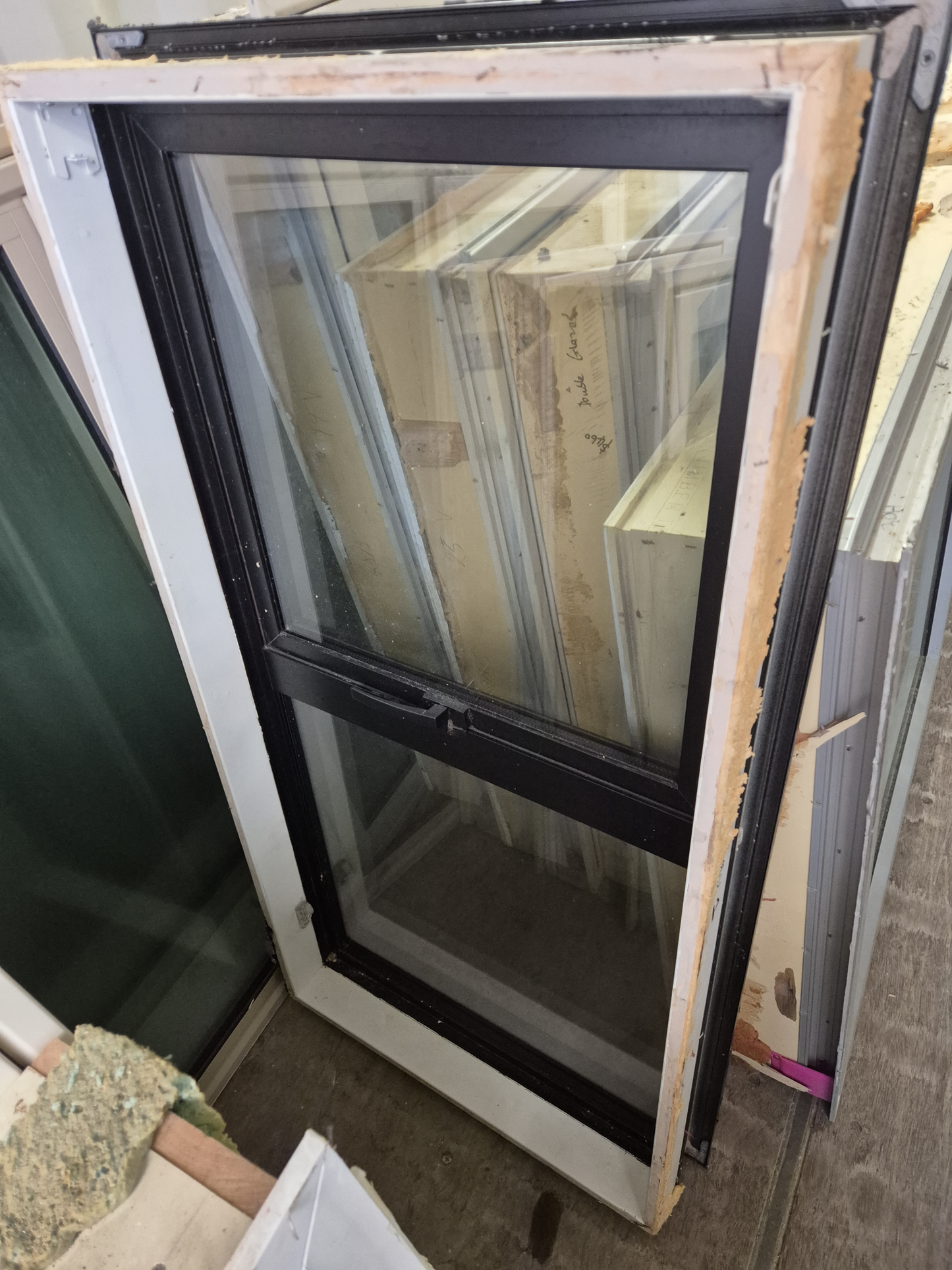 BLACK DOUBLE GLAZED aluminium window 1190 H x 600 W #2102