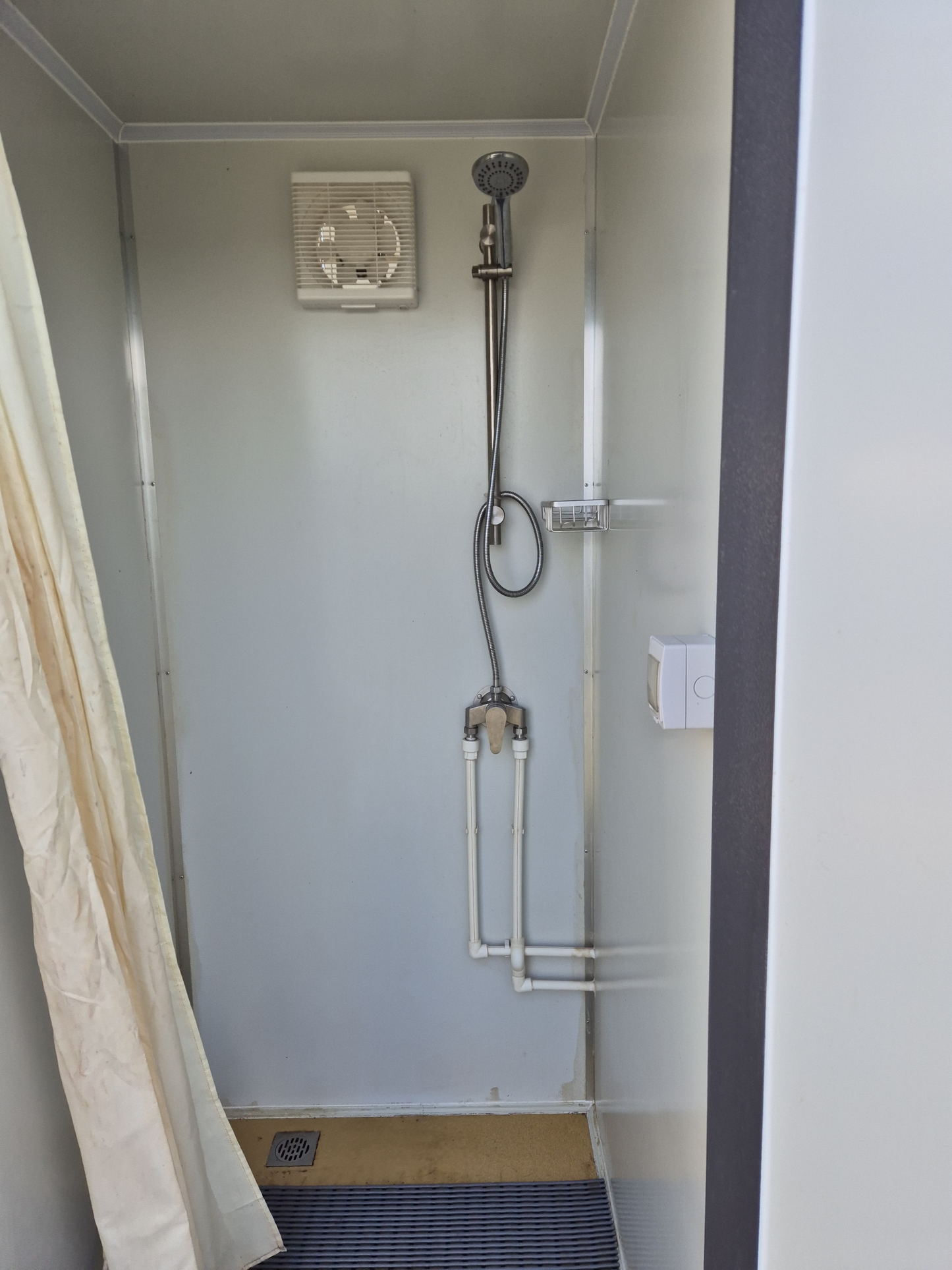 SHOWER BLOCKS - Side by side, wired & plumbed