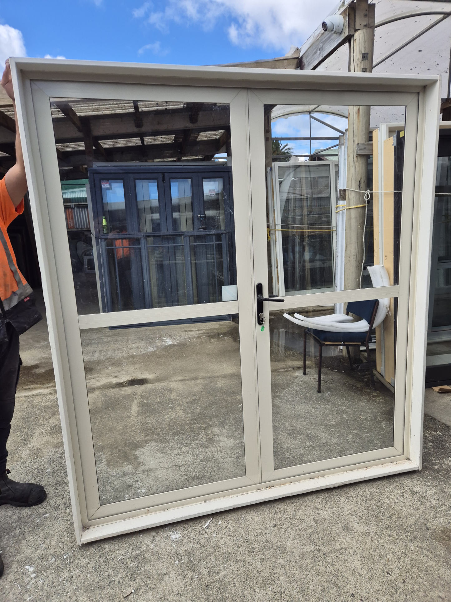 Cream Aluminium French Doors 2m H x 1.8W #2108
