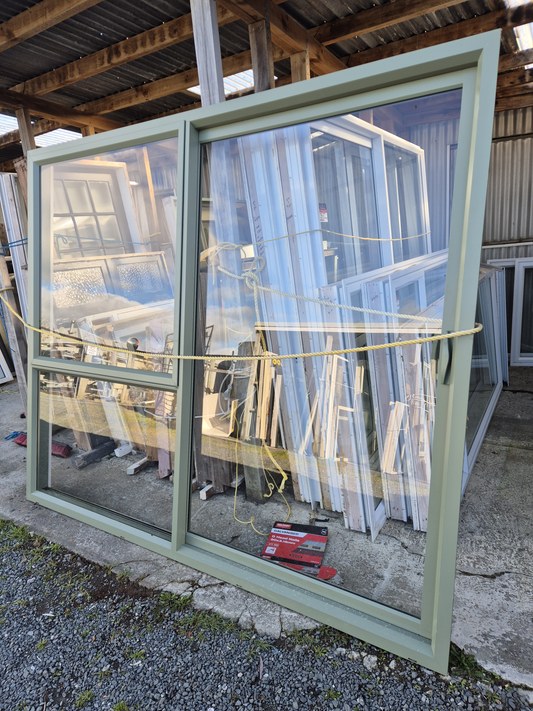Mist Green Ranchslider with opening window 2m H x 2.4 W #2400