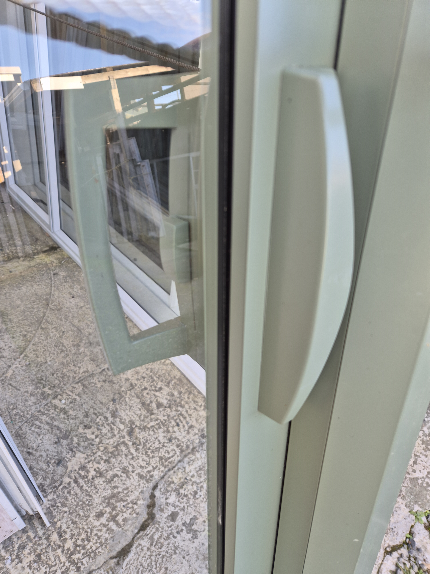 Mist Green Ranchslider with opening window 2m H x 2.4 W #2400
