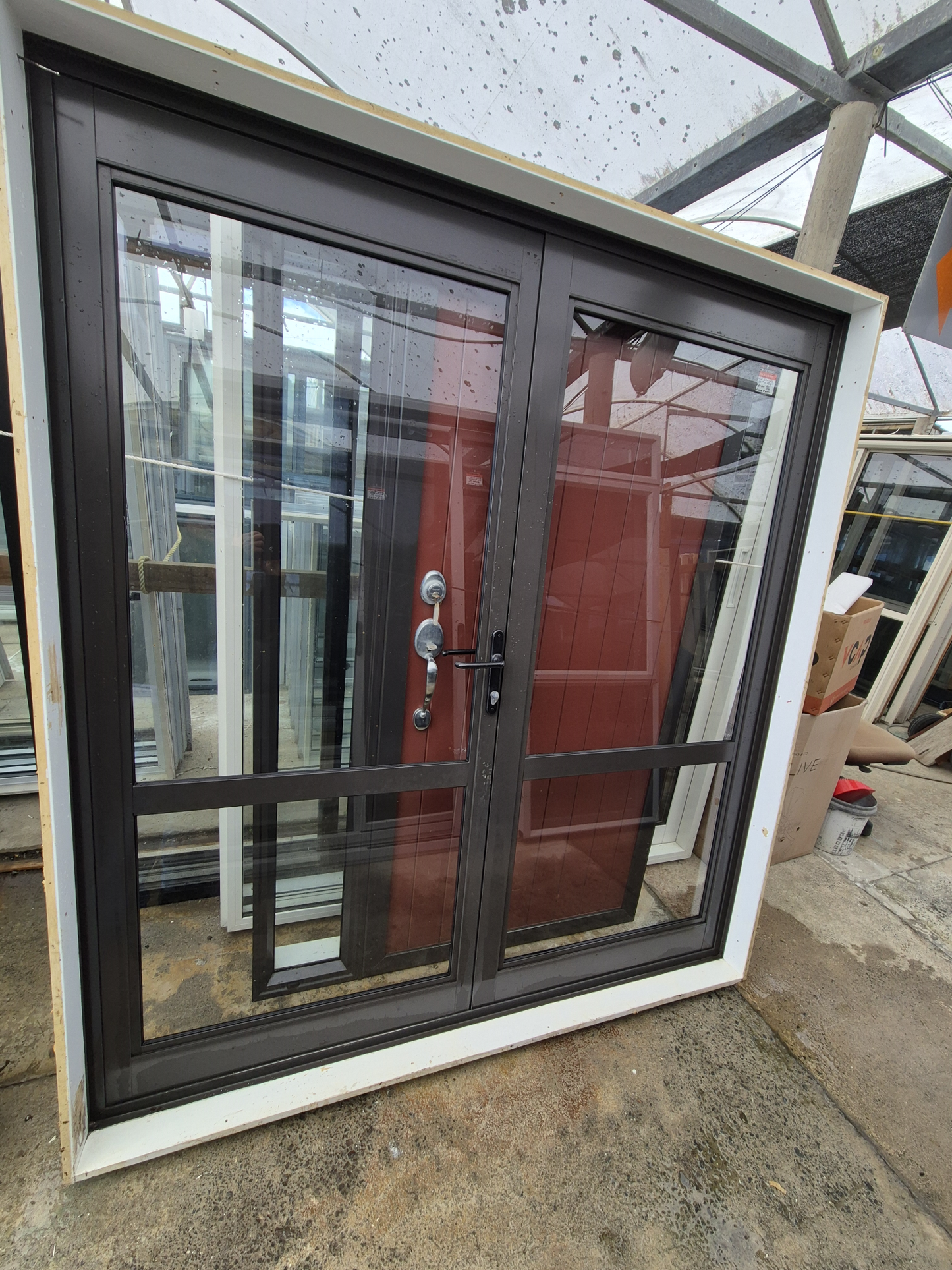 Ironsand Aluminium French Doors 2H x 1.8W #2428 (2 available & matching joinery