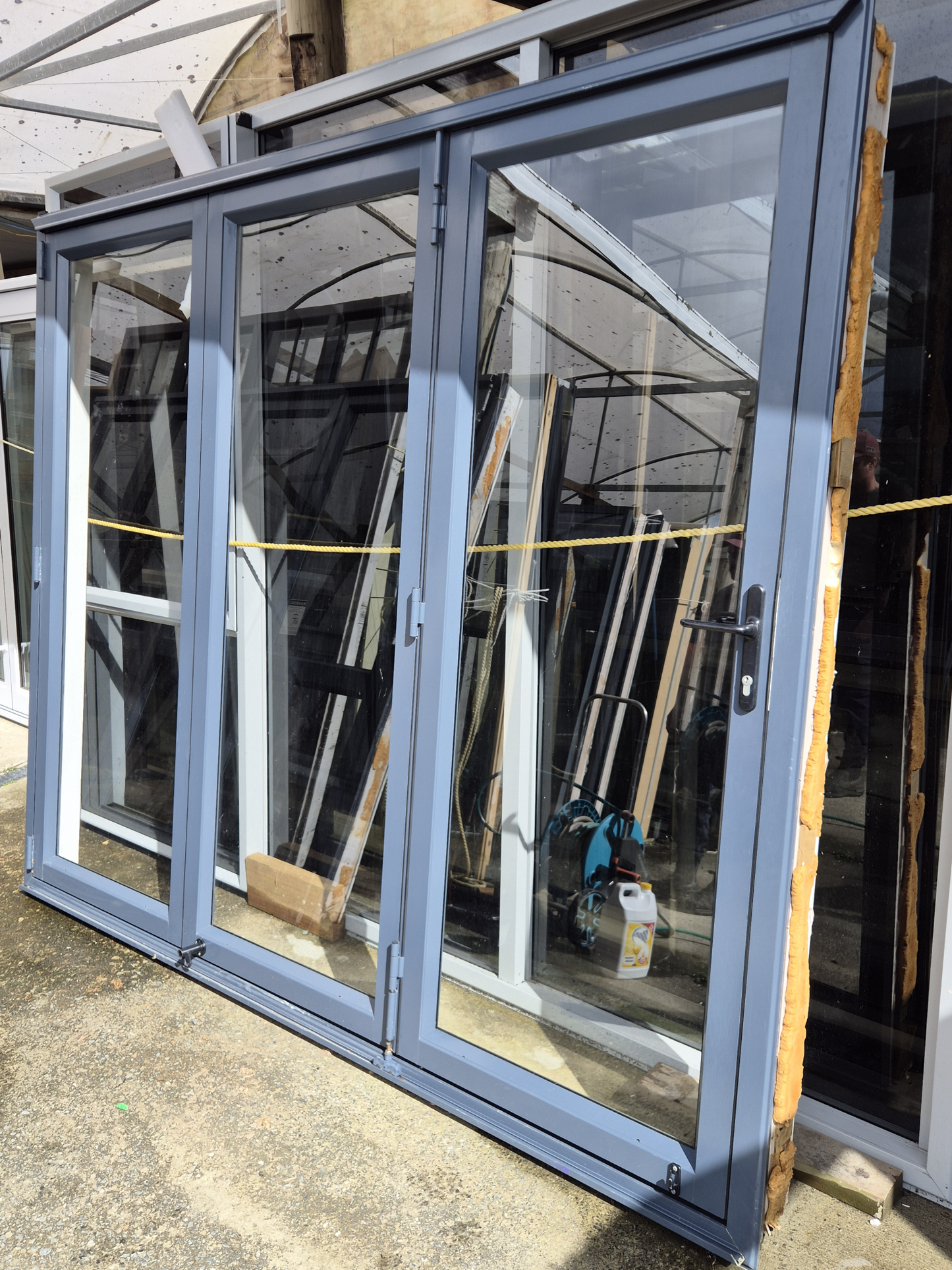 Denim Blue Trifold Door with outside access 2 H x 2.4W #2431