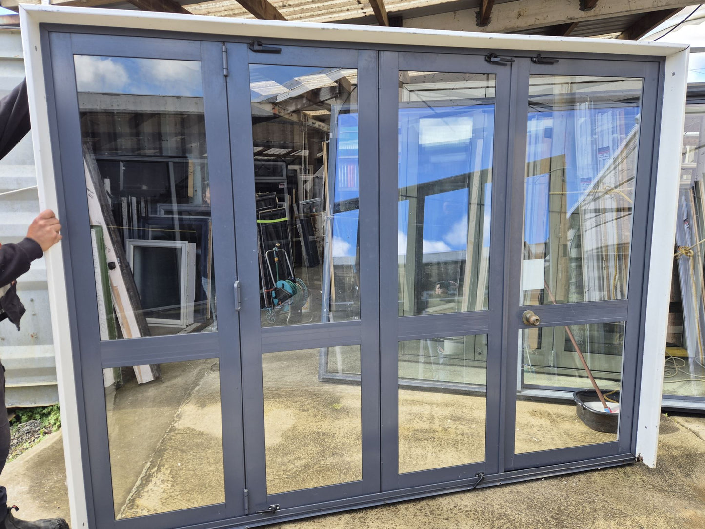 Denim Blue Bifolding door with outside access 2 H x 2.6W #2440