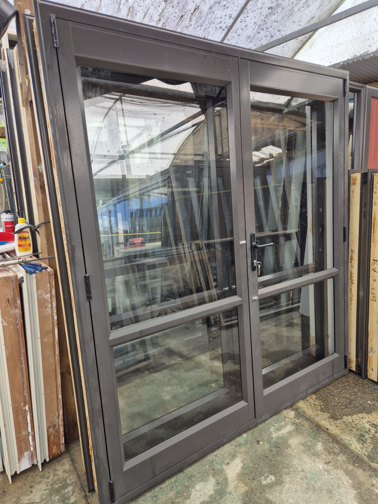 Ironsand Aluminium French Doors 2H x 1.8W #2428 (2 available & matching joinery