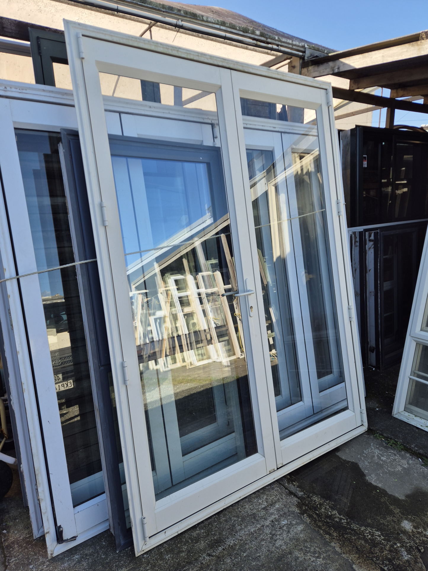 Cream Aluminium French doors 2230 H x 1600 W #2436