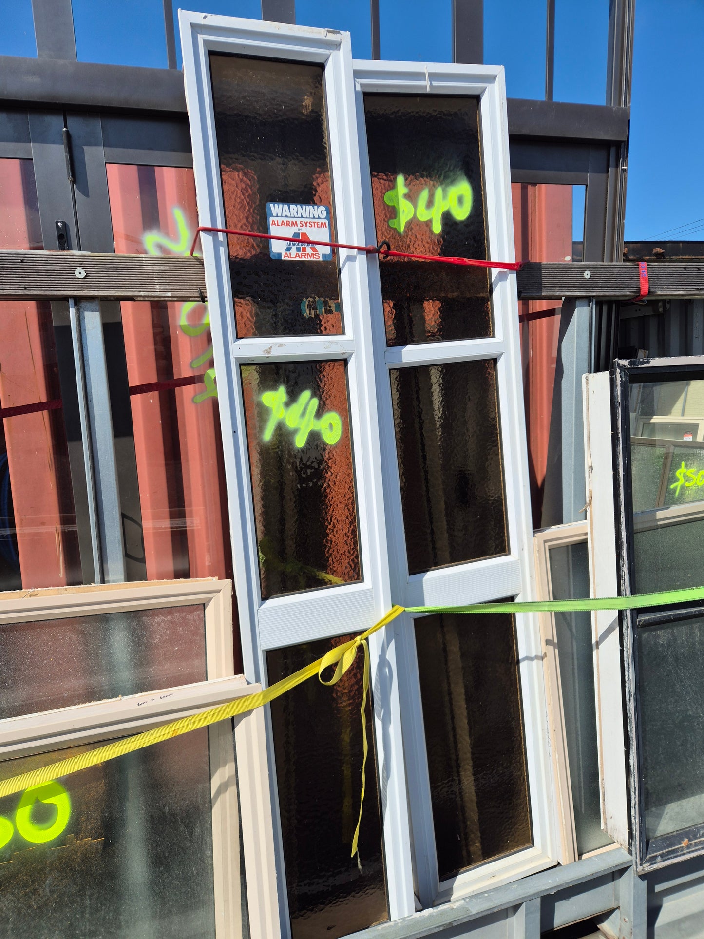 White Window frosted tinted glass 2 H x .3 W fixed