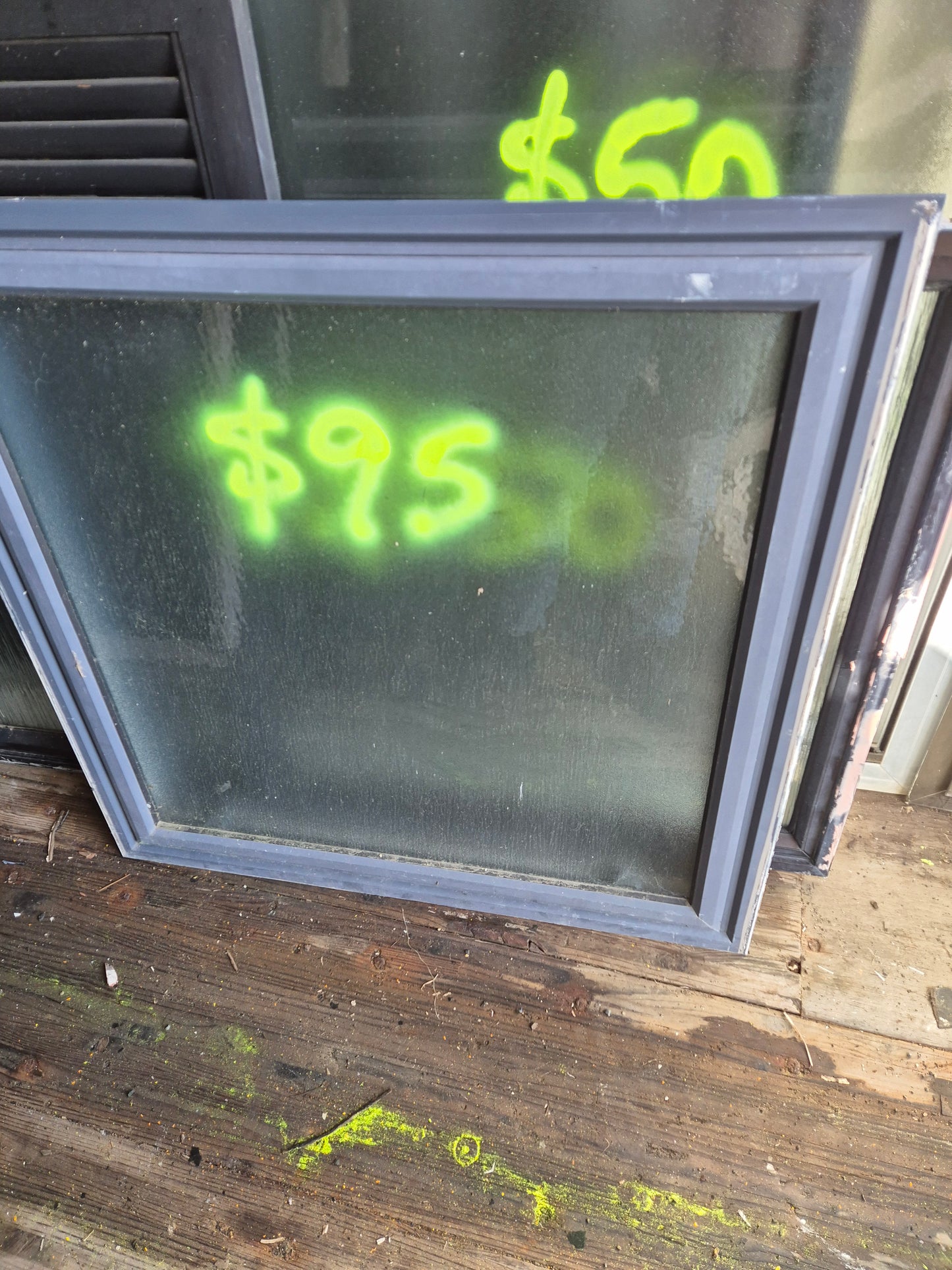 Denim Blue Bathroom Window with Flyscreen