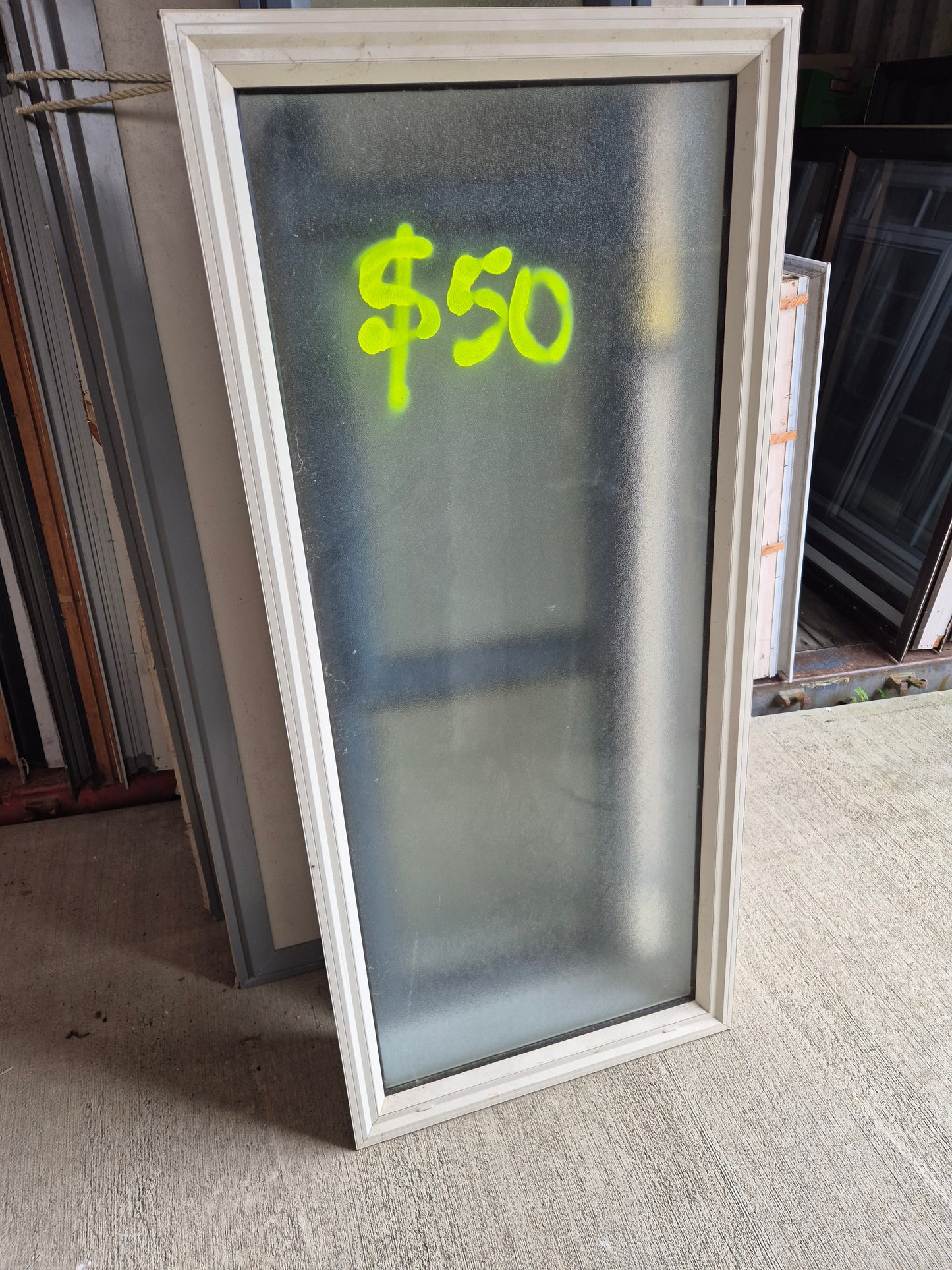 Aluminium Window 1400mm x 600 frosted glass Complete with jambs  #2447