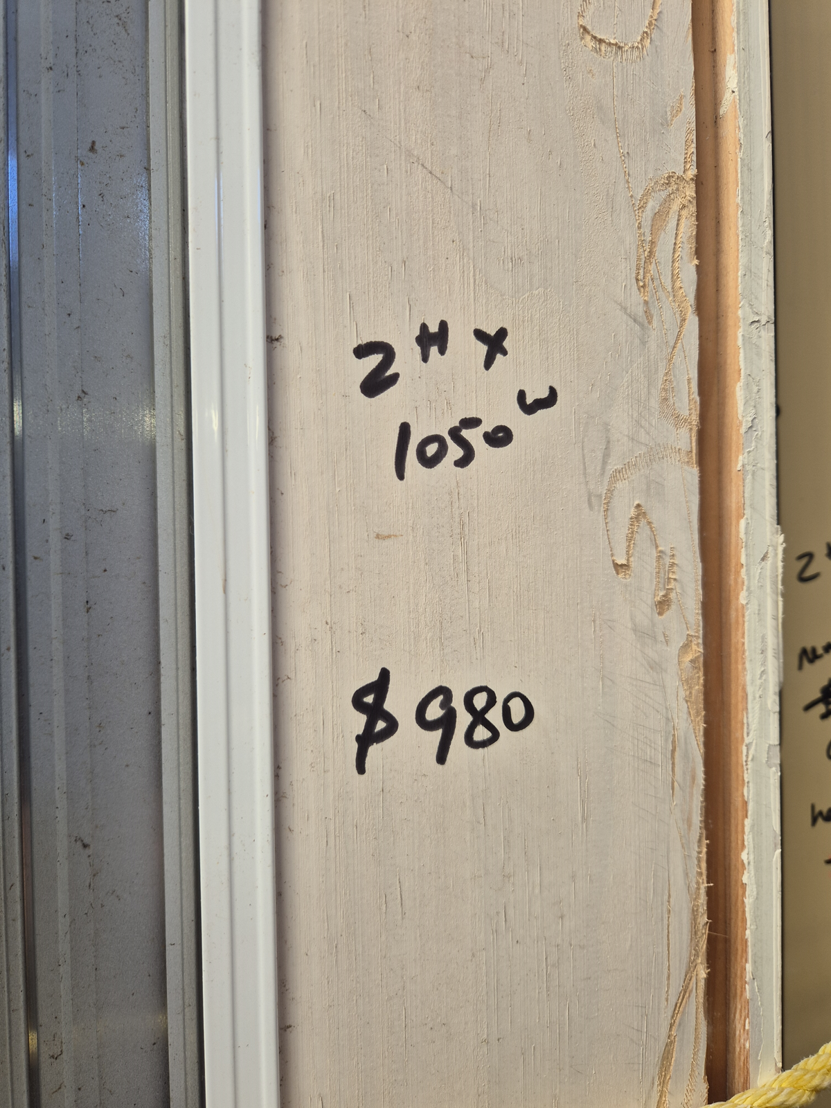 White Aluminium Door WIDE 2 H x 1050 W opens out #2511