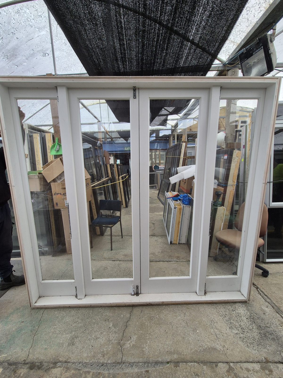 Wooden French Doors with opening windows 2090 H x 2240W #2506 (2 available)
