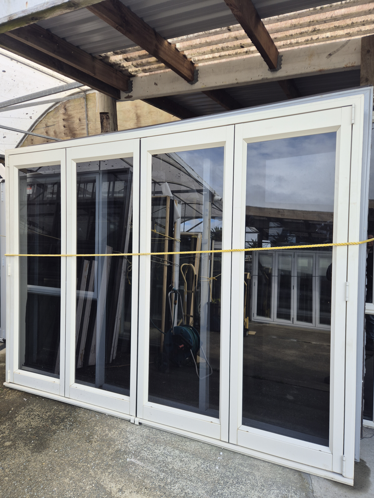 Cream Aluminium Bifolding Doors 2110 H x 2800 W #2513