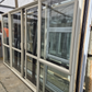 Cream Bi-parting / Double Sliding Doors with windows 2 H x 3.6 W #2522