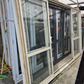 Cream Bi-parting / Double Sliding Doors with windows 2 H x 3.6 W #2522
