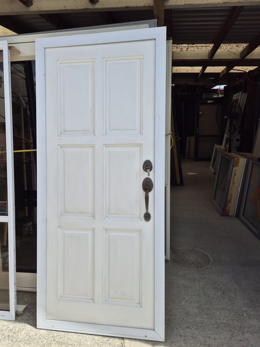 Exterior Wooden Door with Aluminium frame 2050H x 885W with keys #2523