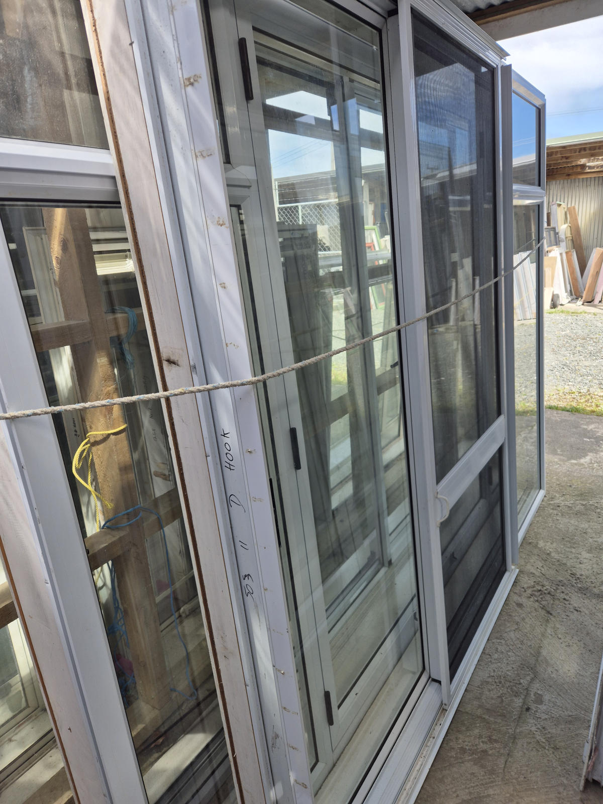 White Ranchslider with an opening window & flyscreen 2 H x 2.4W #2524