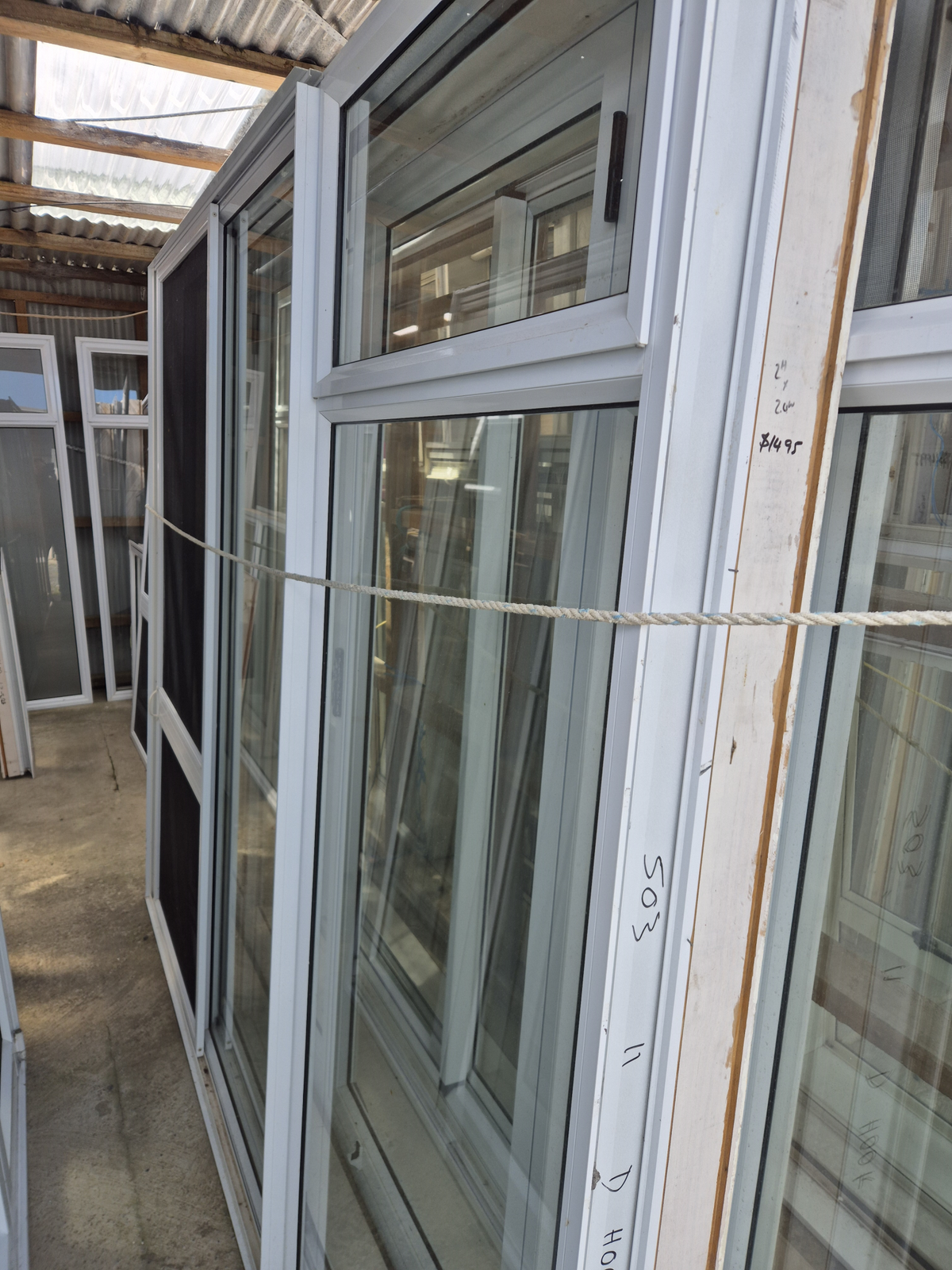 White Ranchslider with an opening window & flyscreen 2 H x 2.4W #2524