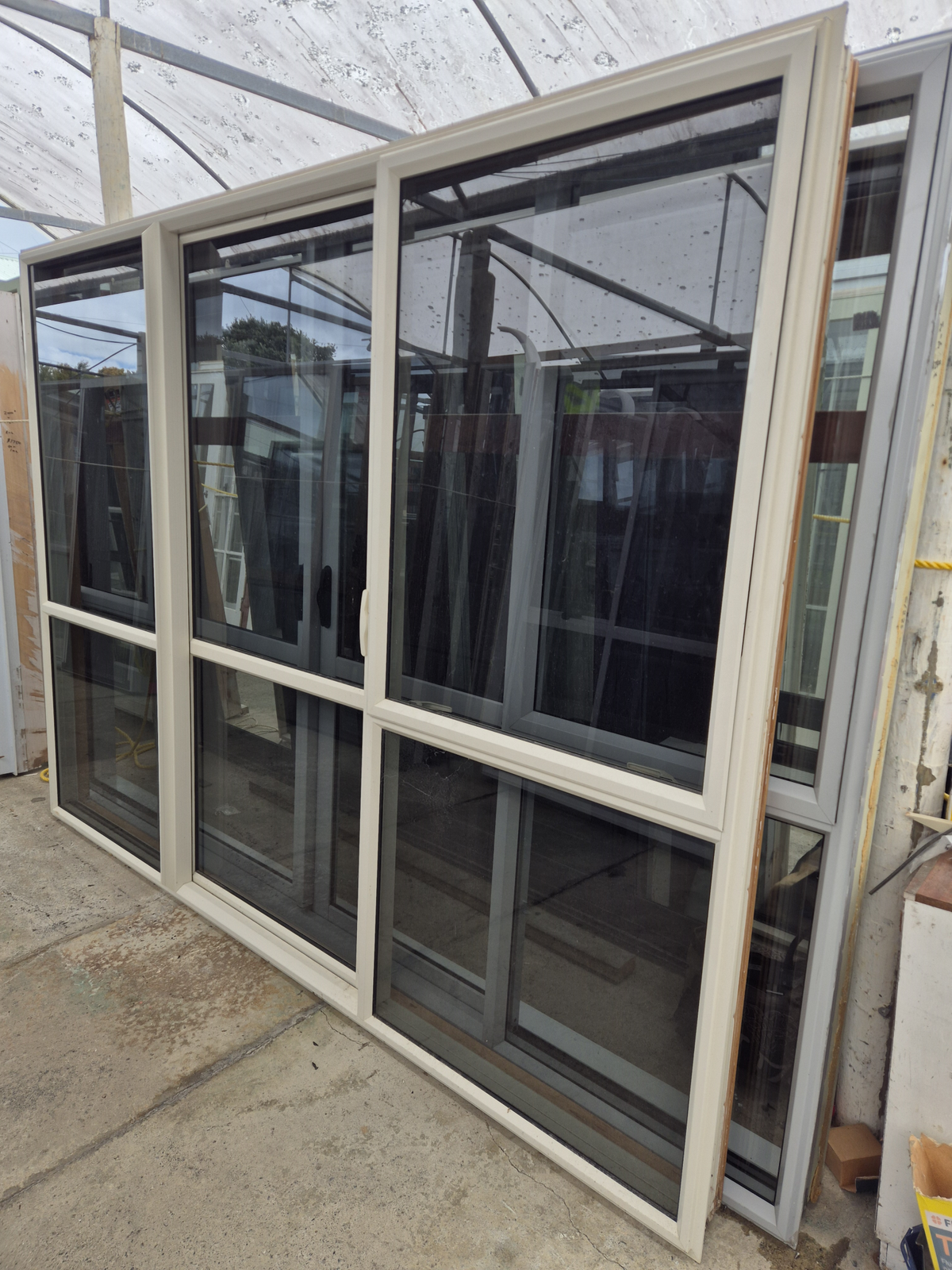 Cream Ranchslider with opening window 2 H x 2.7 W #2556
