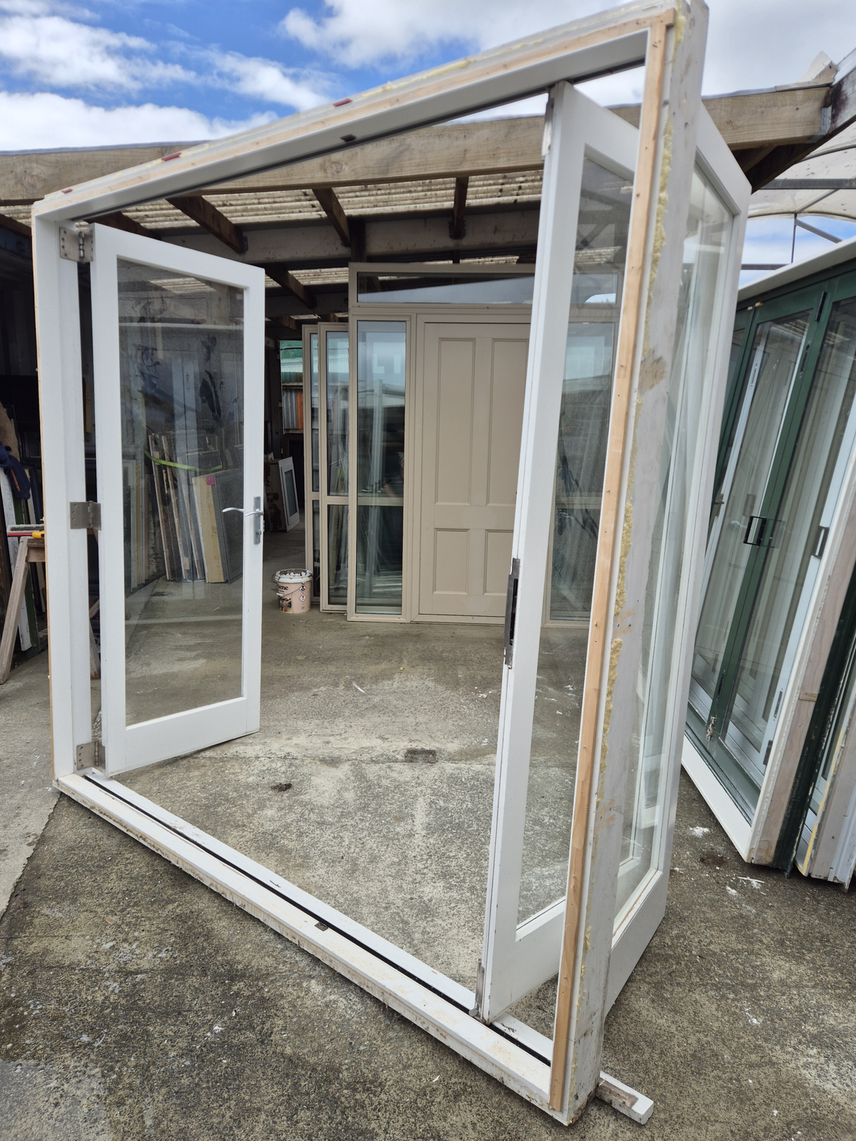 Cedar Bifold Doors with outside access 2160 H x 2260 W #2545 -see matching set
