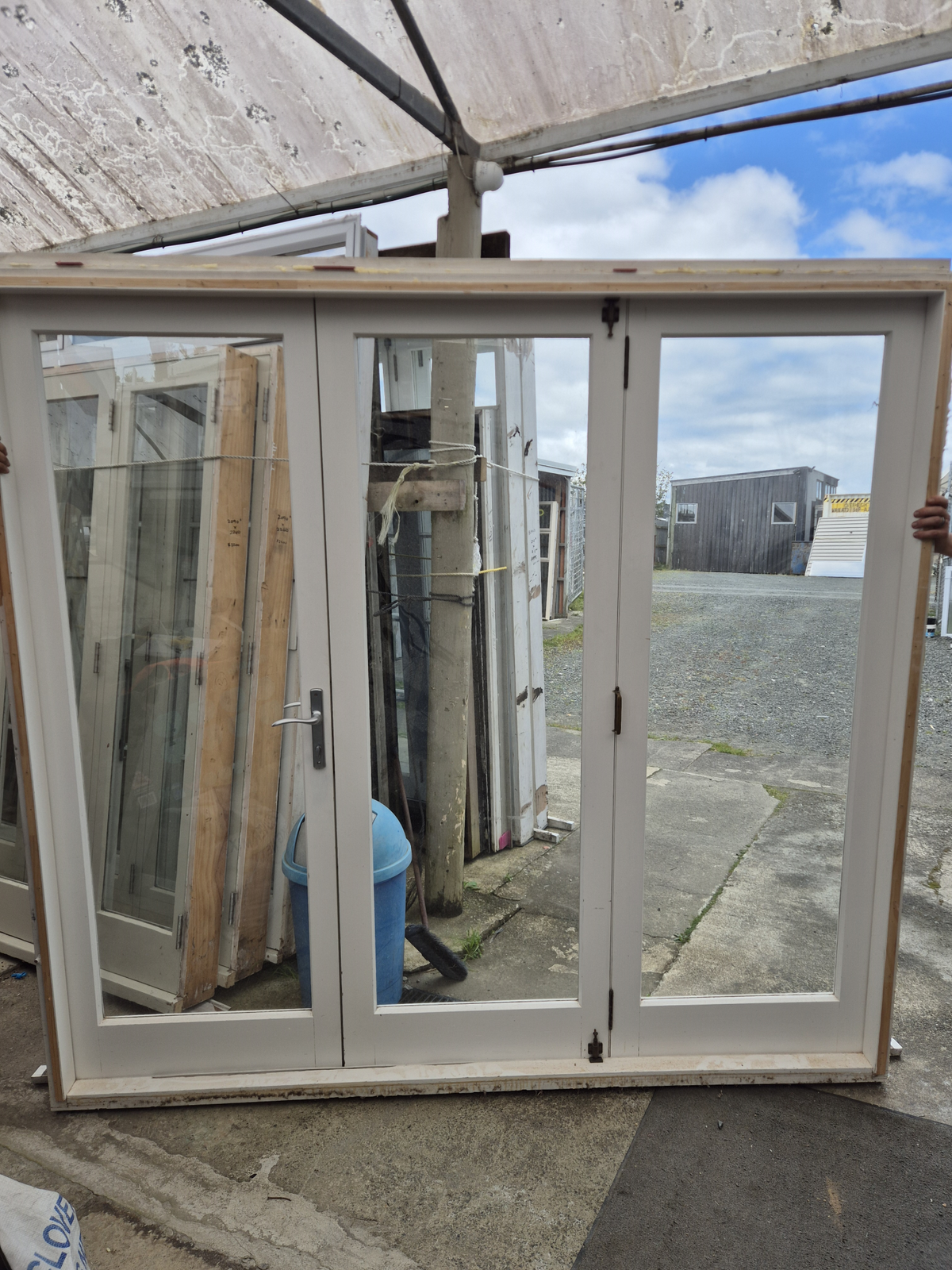 Cedar Bifold Doors with outside access 2160 H x 2260 W #2545 -see matching set