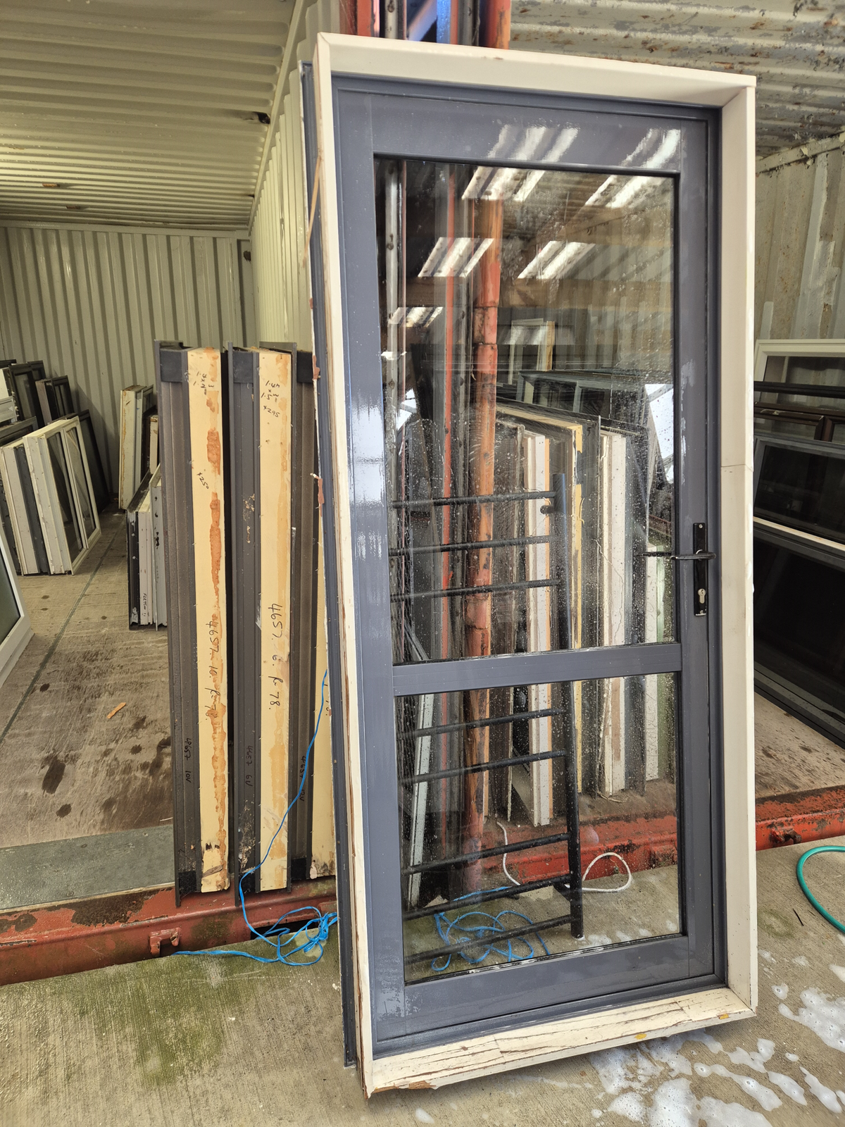 Aluminium Door Denim Blue 2 H x 890 W opens out #2555 (3 matching available)