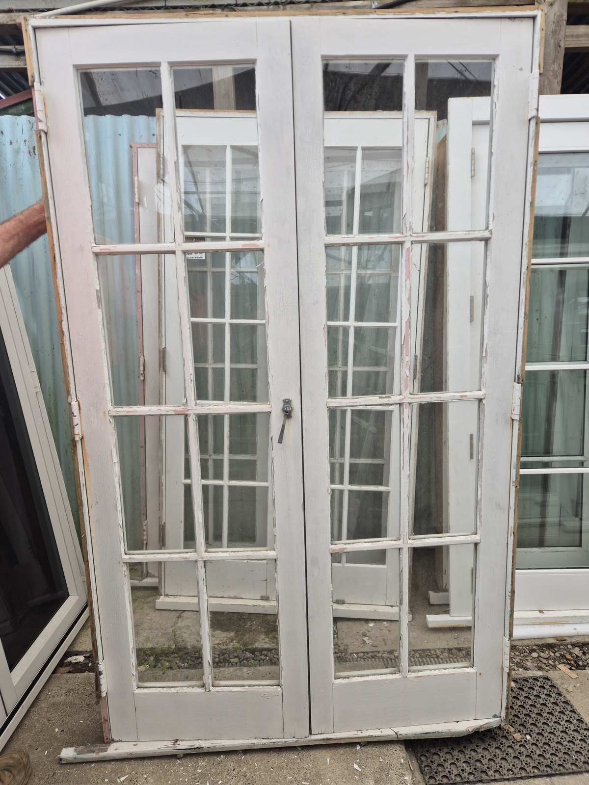 2x Colonial Wooden 8 lite French Doors, matching pair #2558