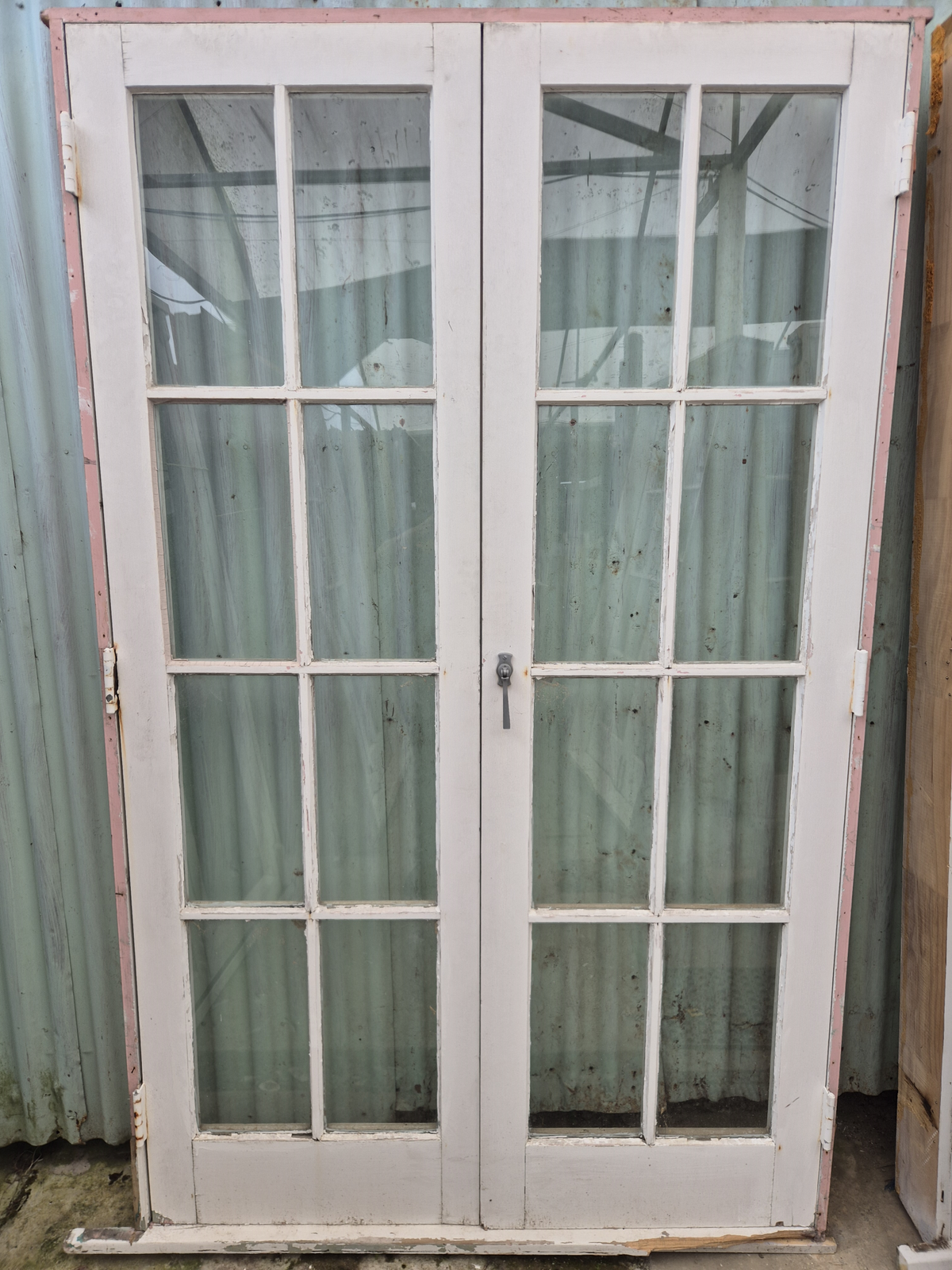 2x Colonial Wooden 8 lite French Doors, matching pair #2558